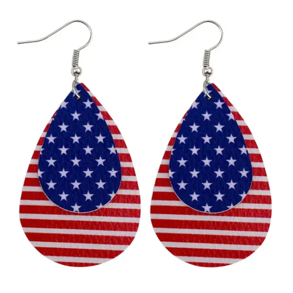oly-ef1fe86217e48073d9c823f906f12bf3 Wholesale Independence Day Dangle Earrings Set Red Blue White Tassel Drop Earrings American Flag Geometric Pattern Wooden Jewelry For Women