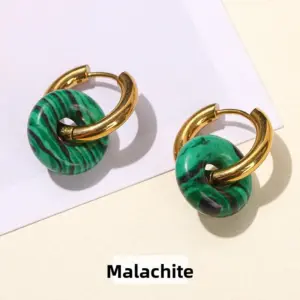 Malachite Earrings / 18–15 mm