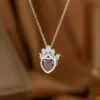 Wholesale Heart Shape Inlay Pendant Necklace For Women In 18K Gold Plated Copper With Rhinestones And Cable Chain