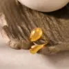 Wholesale 304 Stainless Steel Geometric Water Droplets PVD Coated 18K Gold 18K Real Gold Plated Real Gold Plated Vintage Style Modern Style Simple Style Waterproof Non Tarnish Gold Open Rings
