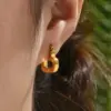 Wholesale 304 Stainless Steel Heart Shape Solid Color PVD Coated 18K Gold Plated Real Gold Plated 18K Gold Retro Classic Style Waterproof Non Tarnish Plating Gold Earrings