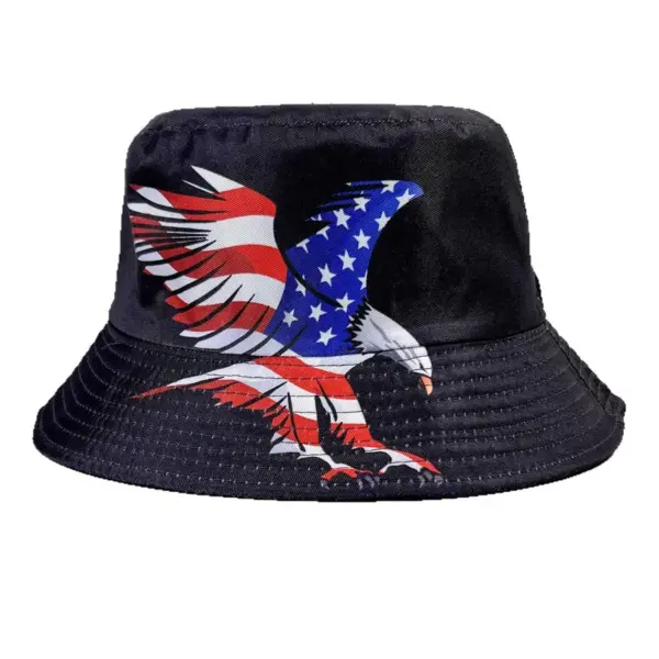 oly-ef4a1dd772d209ec2cc3a65bd44bb149 Wholesale American Flag Unisex Bucket Hat With Wide Brim, Ethnic Style UV Protection, Made Of Polyester Featuring Printing