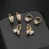 Wholesale Flowers Stud Earrings For Women With Copper Posts, Electroplated And 14K Real Gold Plated Featuring Zircon Inlay