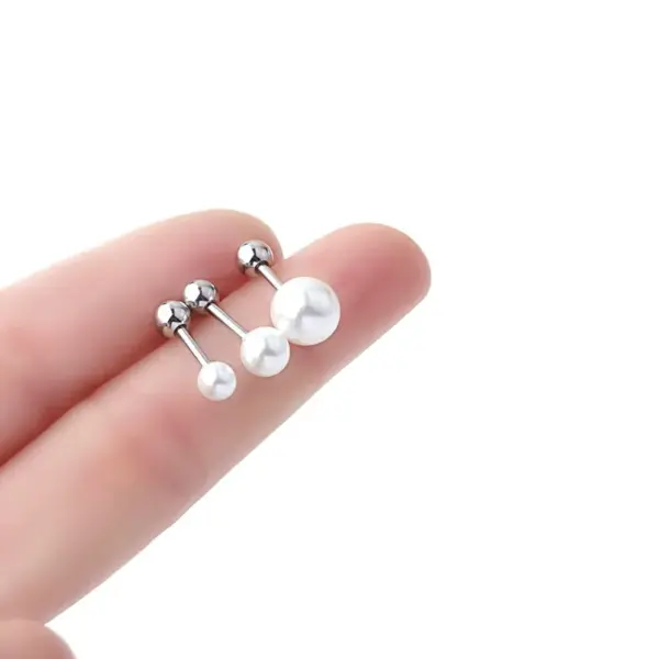 Wholesale 1 Piece 316L Stainless Steel Imitation Pearl Geometric Waterproof Non Tarnish Surgical Steel Ear Cartilage Rings & Studs