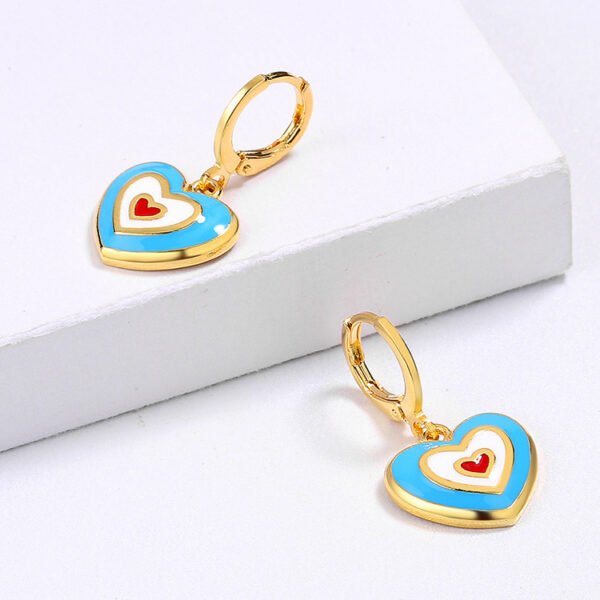 Wholesale   heart-to-heart color heart-shaped earrings Valentine's Day sweet romantic cute enamel earrings