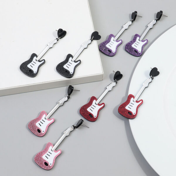oly-ef64a8244827e3e7497cbf6d67686c1c Wholesale Music Festival Musical Instruments Rainbow Guitar Earrings Fashion Personality Mexican Music Carnival Night Earrings