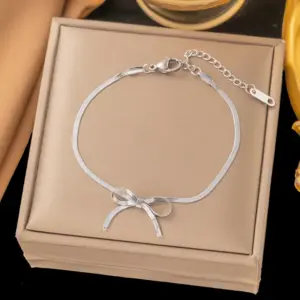 4 [Ae103] Bow Bracelet / Steel Color