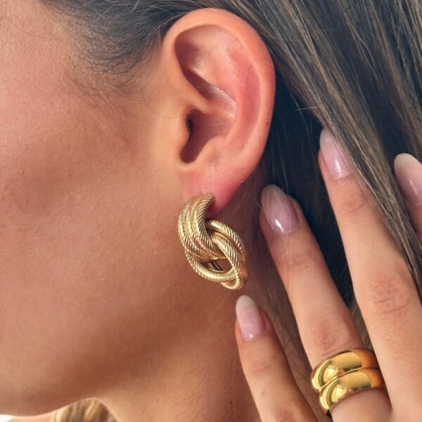 Wholesale 18K Gold and Silver Double Color Earrings Stereo Double Ring Simple 3-layer Coil Wound Earrings Earrings