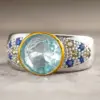 Wholesale Geometric Women’s Ring With Claw Setting, Copper Base With White K Water Plating, Featuring Zircon Inlay