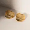 Wholesale 304 Stainless Steel Shell PVD Coated 18K Gold Plated IG Style Vacation Plating Ear Studs