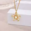 Wholesale Three-dimensional Palm Pendant Necklace For Women With 18K Real Gold Plated Copper And Zircon Inlay, PVD Coated Cable Chain