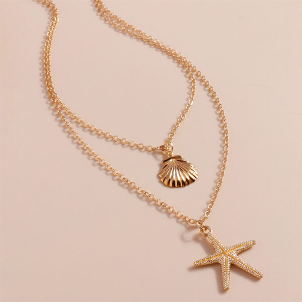 oly-ef859889d44d2b3558d369e7e03c7ae3 Wholesale Jewelry Simple Beach Shell Starfish Five-Pointed Star Double-Layer Necklace Necklace for Women Shein Style