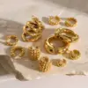 Wholesale 304 Stainless Steel C Shape Solid Color PVD Coated 18K Real Gold Plated Real Gold Plated 18K Gold Vacation Simple Style IG Style Waterproof Non Tarnish Asymmetrical Gold Ear Cuffs