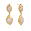 Wholesale Geometric Waterproof Non Tarnish Earrings For Women, 18K Real Gold Plated 304 Stainless Steel With Zircon Inlay, PVD Coated