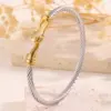 Wholesale 18K Real Gold Plated 304 Stainless Steel PVD Coated Heart Shape Two Tone Plating Bangle