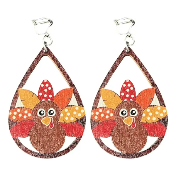 Wholesale Cartoon Wooden Vintage Ear Cuffs For Children Thanksgiving Series Flower Ghost Design No Piercing Required Animal Zodiac Theme