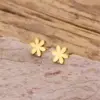 Wholesale Girls' Daily Mini Earrings Fashion 304 Stainless Steel 18K Gold Plated Vacuum Electroplating Cut Flower Leaf Simple Style Earrings