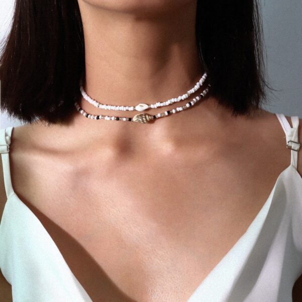 Wholesale Retro Style Necklace Beaded Korean All-match Overlapping Beach Conch Beach Shell Clavicle Chain Necklace
