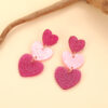 Wholesale  Color Matching Barbie Pink Valentine's Day Acrylic Love Earrings Simple Pendant Texture Earrings