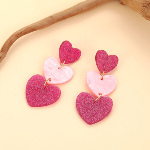 Wholesale  Color Matching Barbie Pink Valentine's Day Acrylic Love Earrings Simple Pendant Texture Earrings