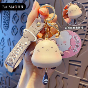 Genuine cute double pendant-gray chinchilla / OPP packing bag