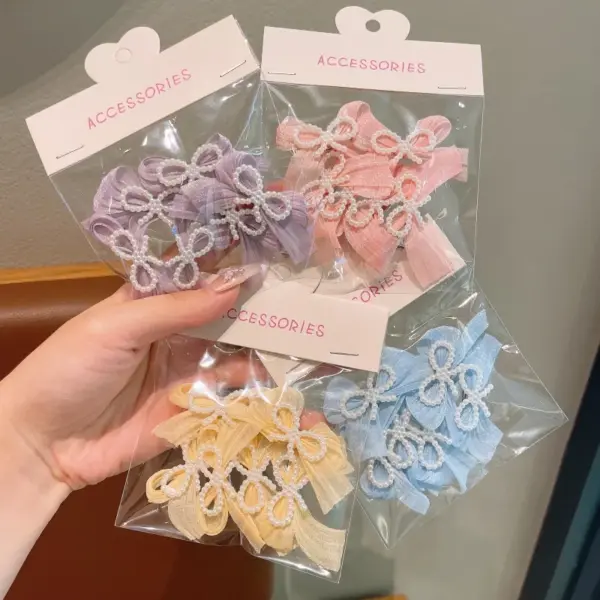 Wholesale Sweet Pearl Ribbon Butterfly Knot Hair Clip For Girls Children's Hair Accessories Festive Outdoor Daily Use Four Seasons