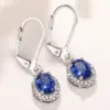 Wholesale Geometric Drop Earrings For Women With Claw Setting, White K Plated Copper, Water Plating And Zircon Inlay