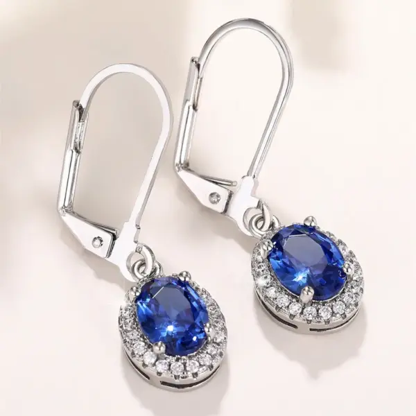 Wholesale Geometric Drop Earrings For Women With Claw Setting, White K Plated Copper, Water Plating And Zircon Inlay