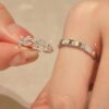 oly-efe71b7fccb7143e474bdfed1cb62ac6 Wholesale Square sugar romantic encounter couple ring sterling silver pair of light luxury niche men and women ring wedding ring Valentine's Day gift