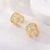 Wholesale Irregular Pattern Women's Ring With Bezel Setting, Electroplated Copper, 14K Real Gold Plated, Featuring Zircon Inlay