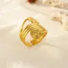 Wholesale 3pcs/set Swirl Style Jewelry Set 18K Gold Plated Stainless Steel Bracelet Ring Earrings Geometric Pattern Swirl Thread Style Jewelry Set Unisex Accessories Christmas Gift Choice