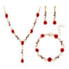 Wholesale Vintage French Style Rose Flower Bracelet suit Women’s Personality Elegant Red Rose Necklace Trendy Bracelet