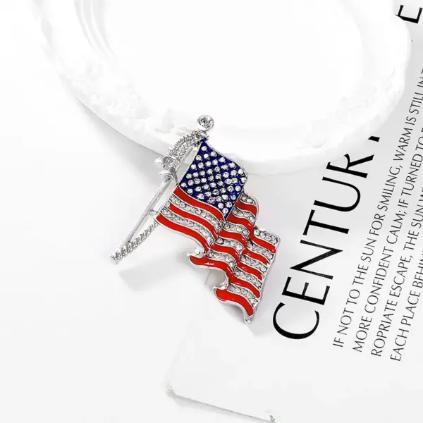 Wholesale Elegant Streetwear American Flag Alloy Inlay Rhinestones Women's Brooches
