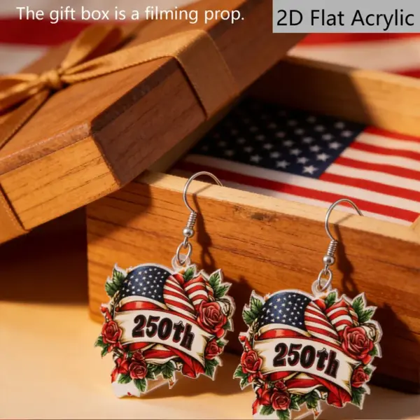 Wholesale Retro Rose Print Drop Earrings In White & Red Acrylic With 304 Stainless Steel Ear Pins For Women
