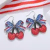 Wholesale Retro White Acrylic Bow Tie Print Drop Earrings For Women With 304 Stainless Steel Ear Pins