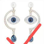 Devil's eye tassel stud earrings