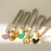Wholesale Luxury Design 18K Gold Plated Stainless Steel Natural Pearl Heart Pendant Beaded Bracelet Elegant Romantic Fashion Jewelry