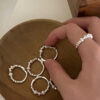 Wholesale Irregular metal fragments, silver, and pearl ring/band