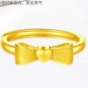 Wholesale  online celebrity gold plated Princess bow ring female brass gold live mouth plain ring Valentine's Day gift