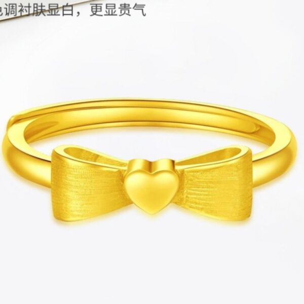 Wholesale  online celebrity gold plated Princess bow ring female brass gold live mouth plain ring Valentine's Day gift
