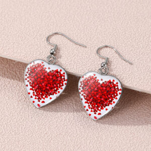 oly-f03d96c86cf7bf9ab3f426296dd3e81e Wholesale Cross-border Valentine's Day love Stainless steel Stainless steel glass heart-shaped ear hook Time Gem earrings