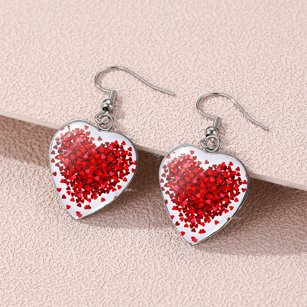 Wholesale Cross-border Valentine's Day love Stainless steel Stainless steel glass heart-shaped ear hook Time Gem earrings