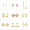 Wholesale Kengez Silver Needle Earrings Plated With Genuine Gold Copper Embedded Zircon Geometric Shape Versatile Luxury Fashion Jewelry