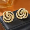 Wholesale Three-dimensional Geometric Stud Earrings For Women In Copper With KC Golden Water Plating And 0.03µm Thickness