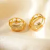 Wholesale Fashionable Geometric Heart Shaped Zircon Half Hollow Polished Copper Earrings Neutral Cute Style Women's Accessory Birthday Gift
