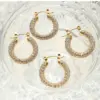 Wholesale PVD Coated Real Gold Plated 18K Gold Round 304 Stainless Steel Retro Waterproof Non Tarnish Earrings