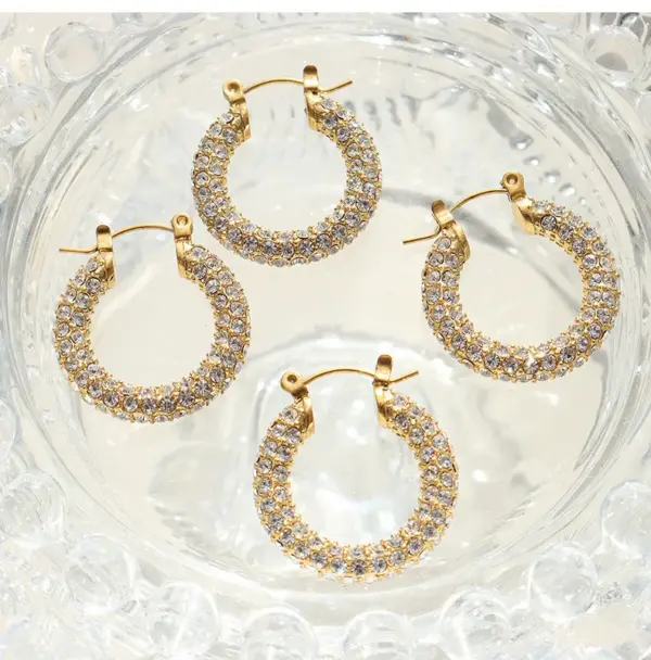 Wholesale PVD Coated Real Gold Plated 18K Gold Round 304 Stainless Steel Retro Waterproof Non Tarnish Earrings