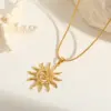 Wholesale Jewelry Retro Classic Style Sun 304 Stainless Steel Plating Pendant Necklace Cable Chain