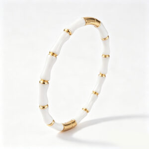 Egg-shaped white oil dripping bamboo 18k gold