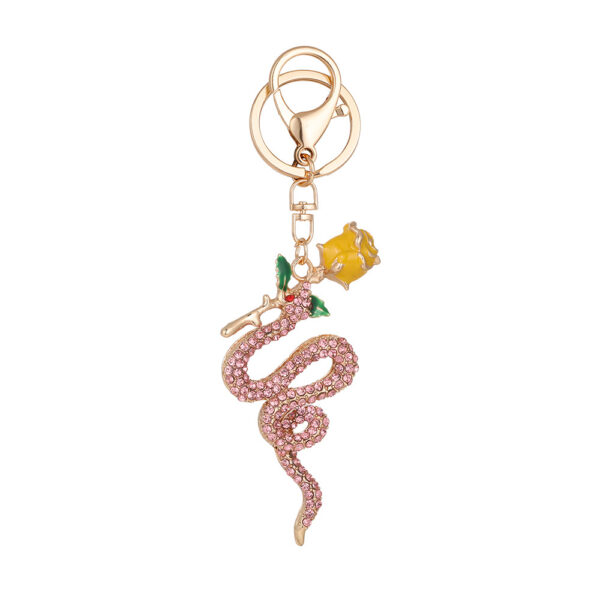 Wholesale Rose Zodiac Snake Car Keychain Zodiac Animal Bag Key Chain Pendant Small Gift